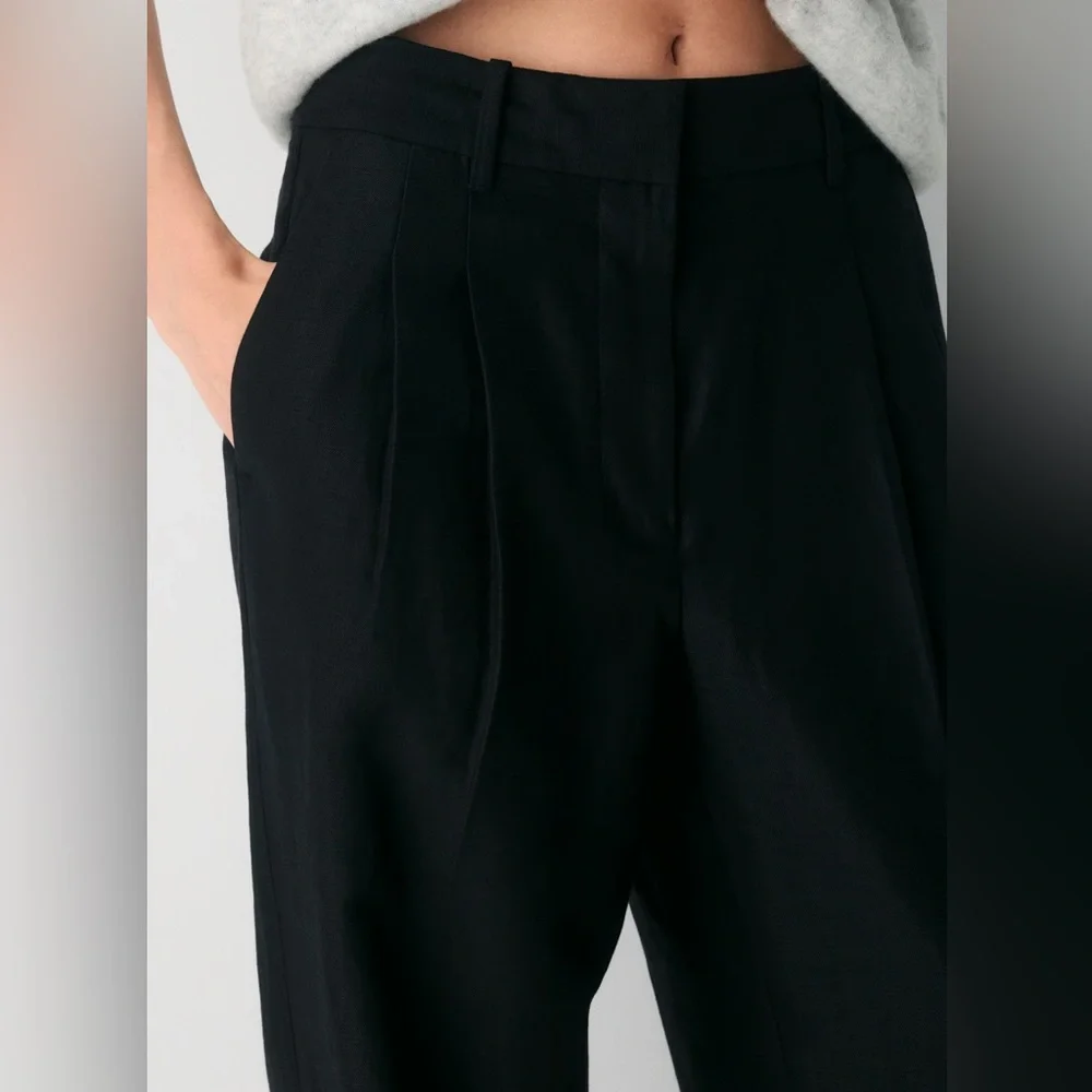 Aritzia x Wilfred The Effortless Pant- Linen High-waisted wide-leg linen pants